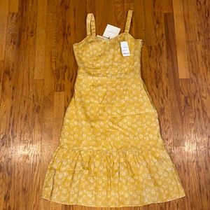 Maxi Mustard Yellow Floral Dress